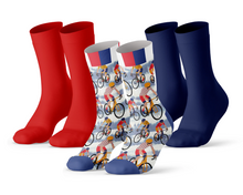 Afbeelding in Gallery-weergave laden, 3pack tour de france, print sokken, tour de france sokken, wielrensokken, gekleurde sokken, vrolijke sokken, happy socks