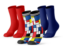 Afbeelding in Gallery-weergave laden, 3-pack Sock My Mondriaan Red, Blue &amp; Yellow
